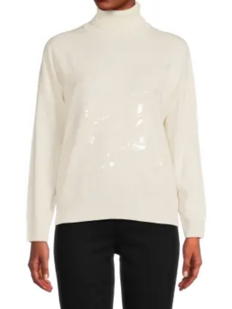 Peserico Cream Turtleneck Sweater With Sequence Brand New